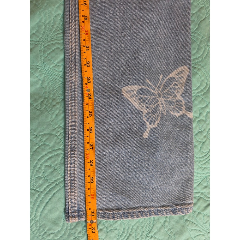 Hollister Ultra High-Rise Dad Jeans Light Wash Butterfly Print 26X31 Size 3R NWT - Picture 9 of 10